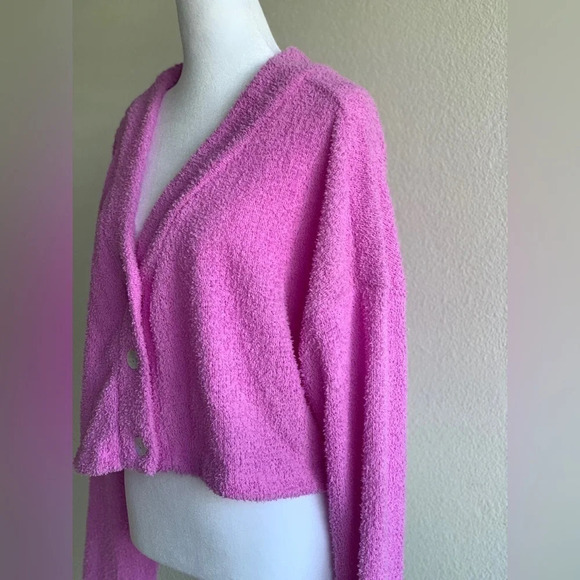 Nwt Wild Fable Oversized Cropped Cardigan, Neon Purple, XL - Picture 3 of 16